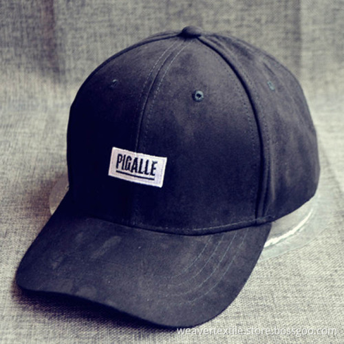 Plain Suede Woven Label Baseball Cap